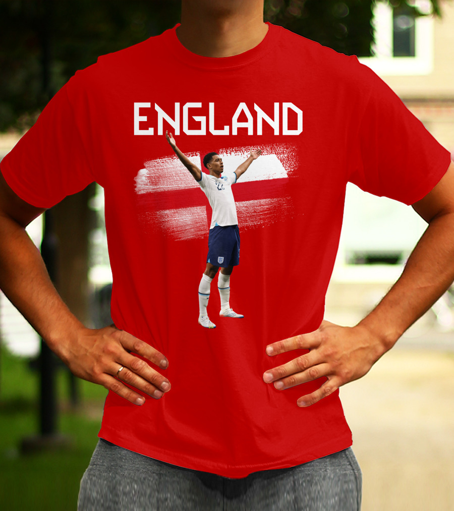 Jude Bellingham England Football Celebration With Red Cross T-Shirt
