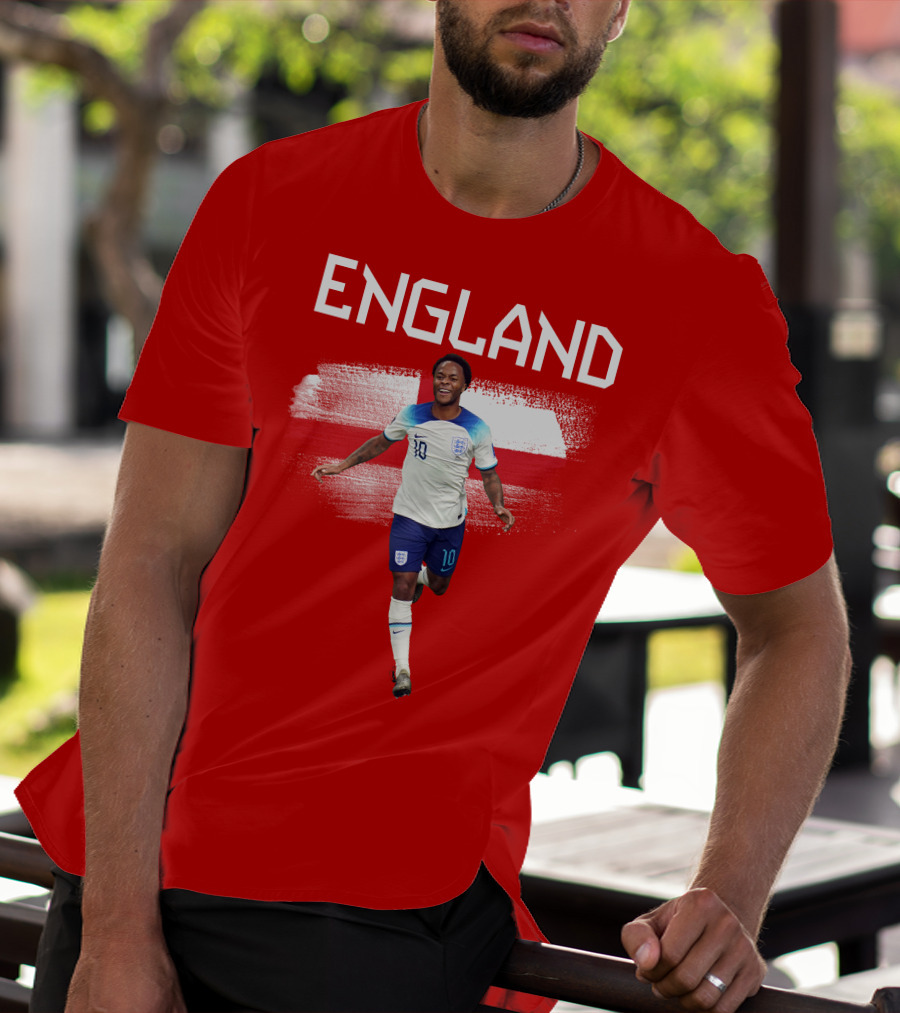 Raheem Sterling England Football 10 Euro Kit Cross Background T-Shirt