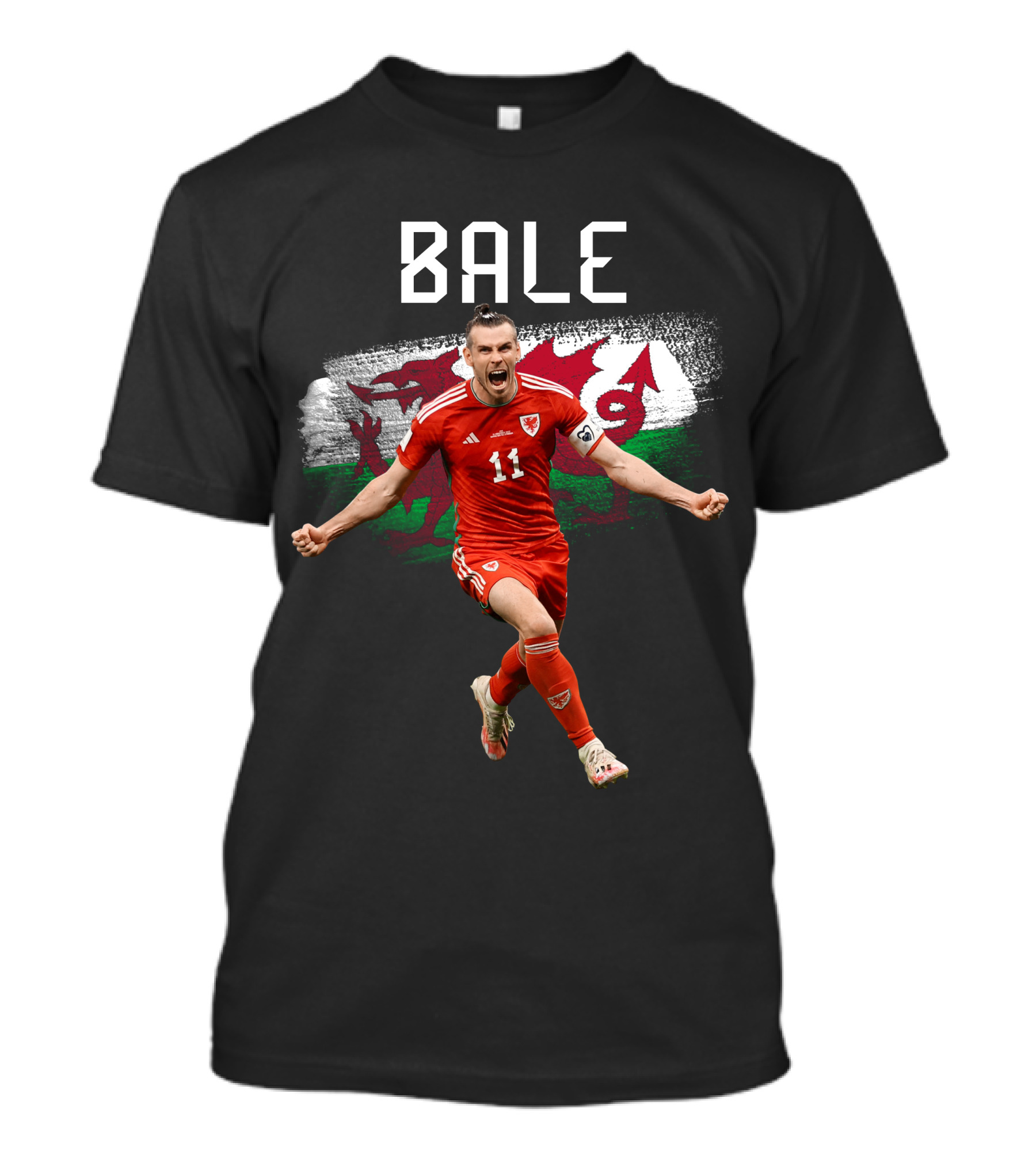 Gareth Bale Wales Number 11 Red Jersey Dragon T-Shirt
