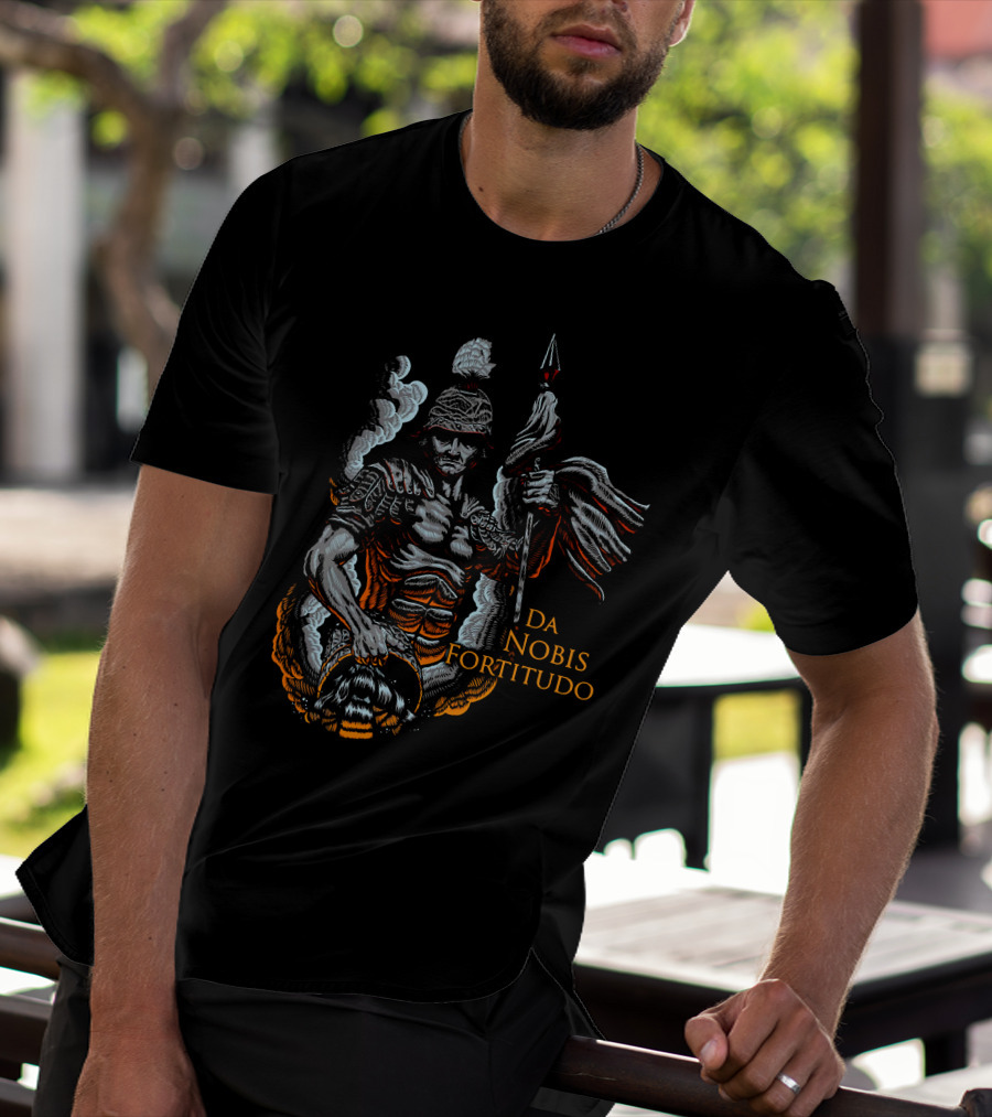 Roman Warrior With DA NOBIS FORTITUDO Banner T-Shirt