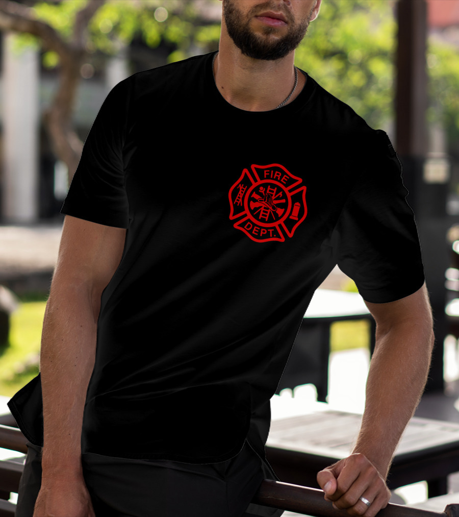 Fire Dept Red Thin Line Flag T-Shirt