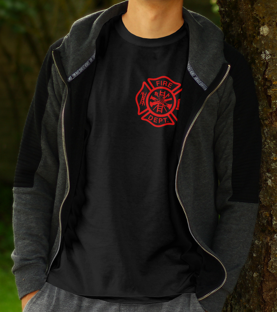 Fire Dept Red Thin Line Flag T-Shirt