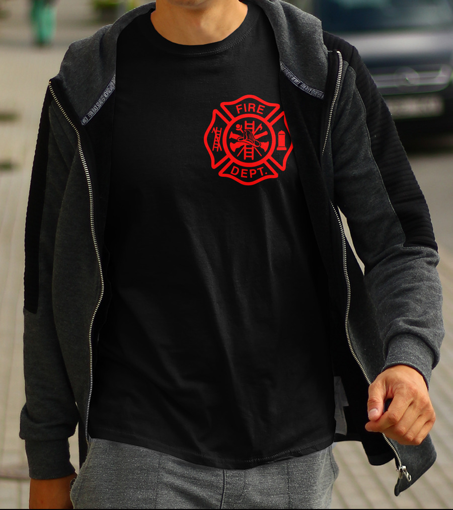 Fire Dept Red Thin Line Flag T-Shirt