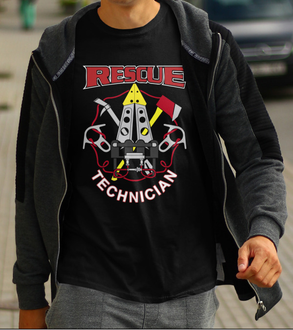 RESCUE TECHNICIAN Emblem With Tools And Equipment T-Shirt