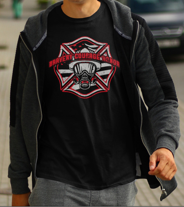 BRAVERY COURAGE HONOR Gas Mask Badge T-Shirt