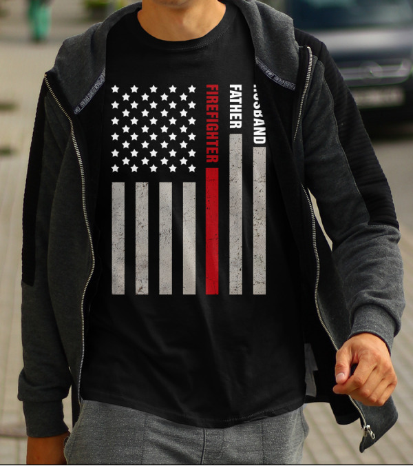 FIREFIGHTER BAR GRAPH RED STRIPE T-Shirt