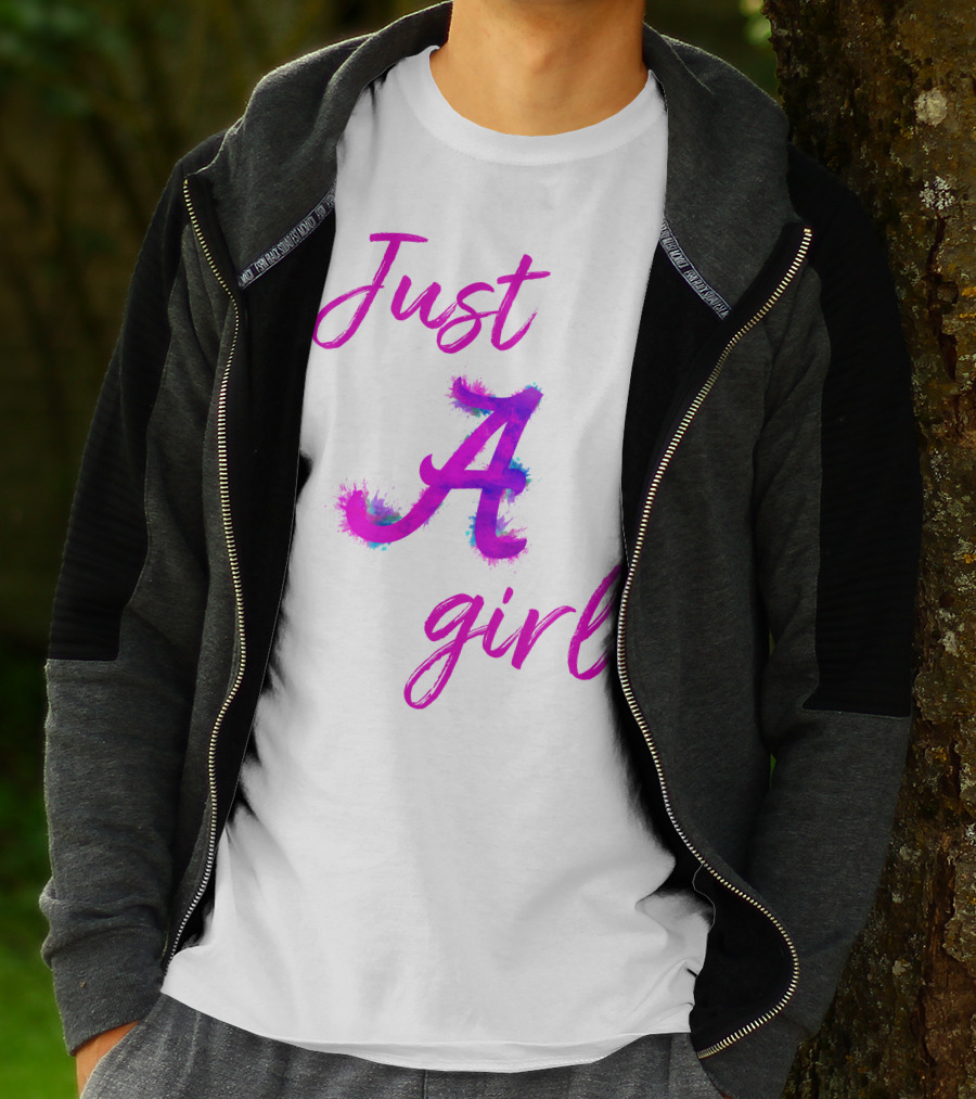 Just A Girl Aesthetic Calligraphy Bright Colors T-Shirt