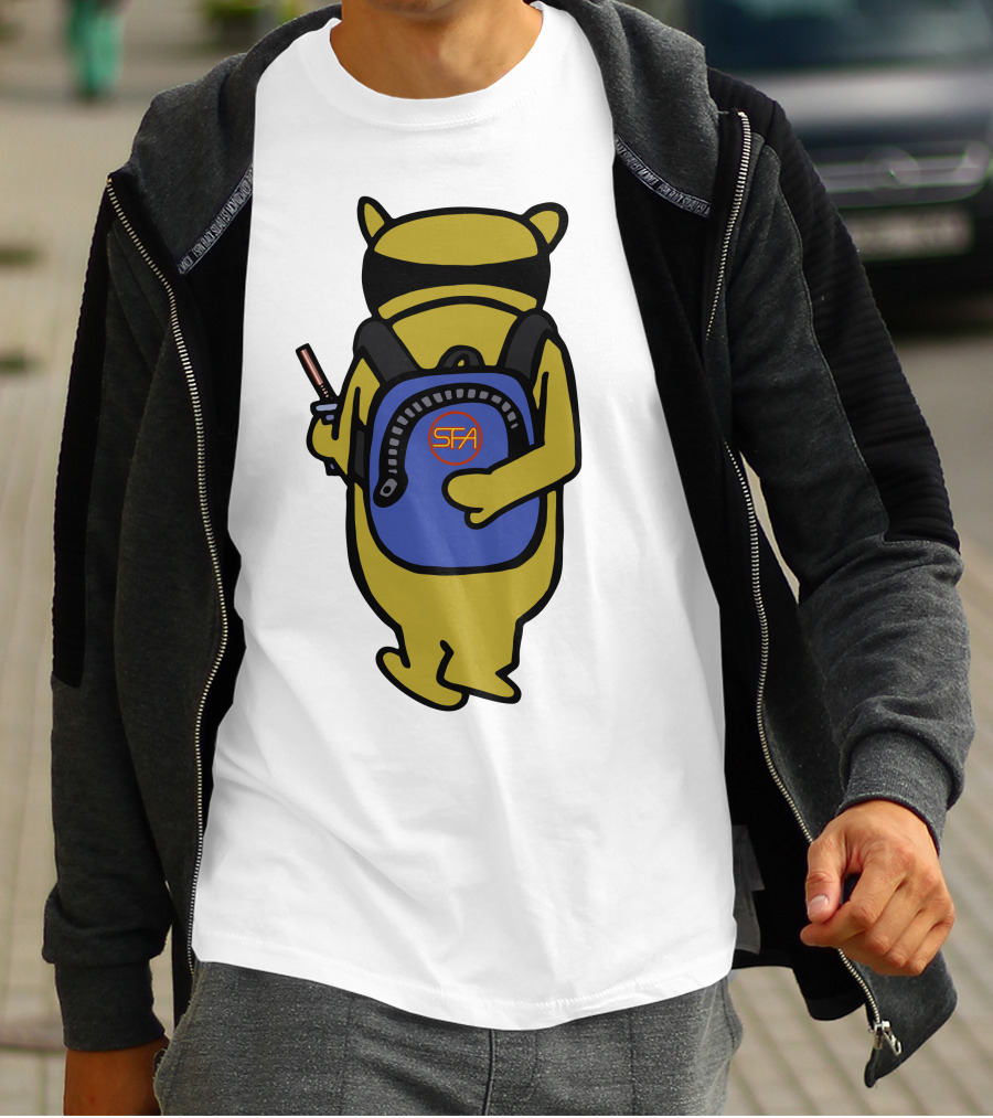 SFA Radiator Backpack Bear With Blue And Orange T-Shirt