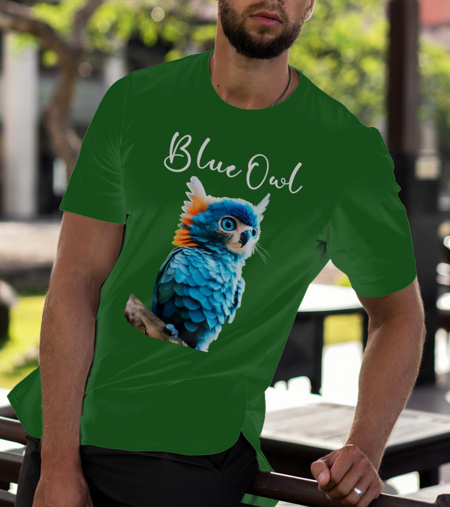 Beautiful Blue Owl Fantasy Creature T-Shirt