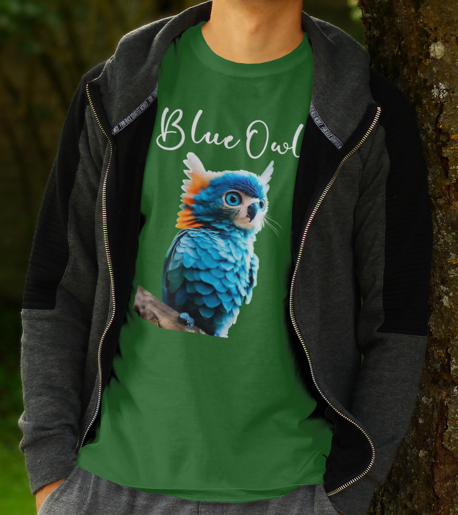 Beautiful Blue Owl Fantasy Creature T-Shirt
