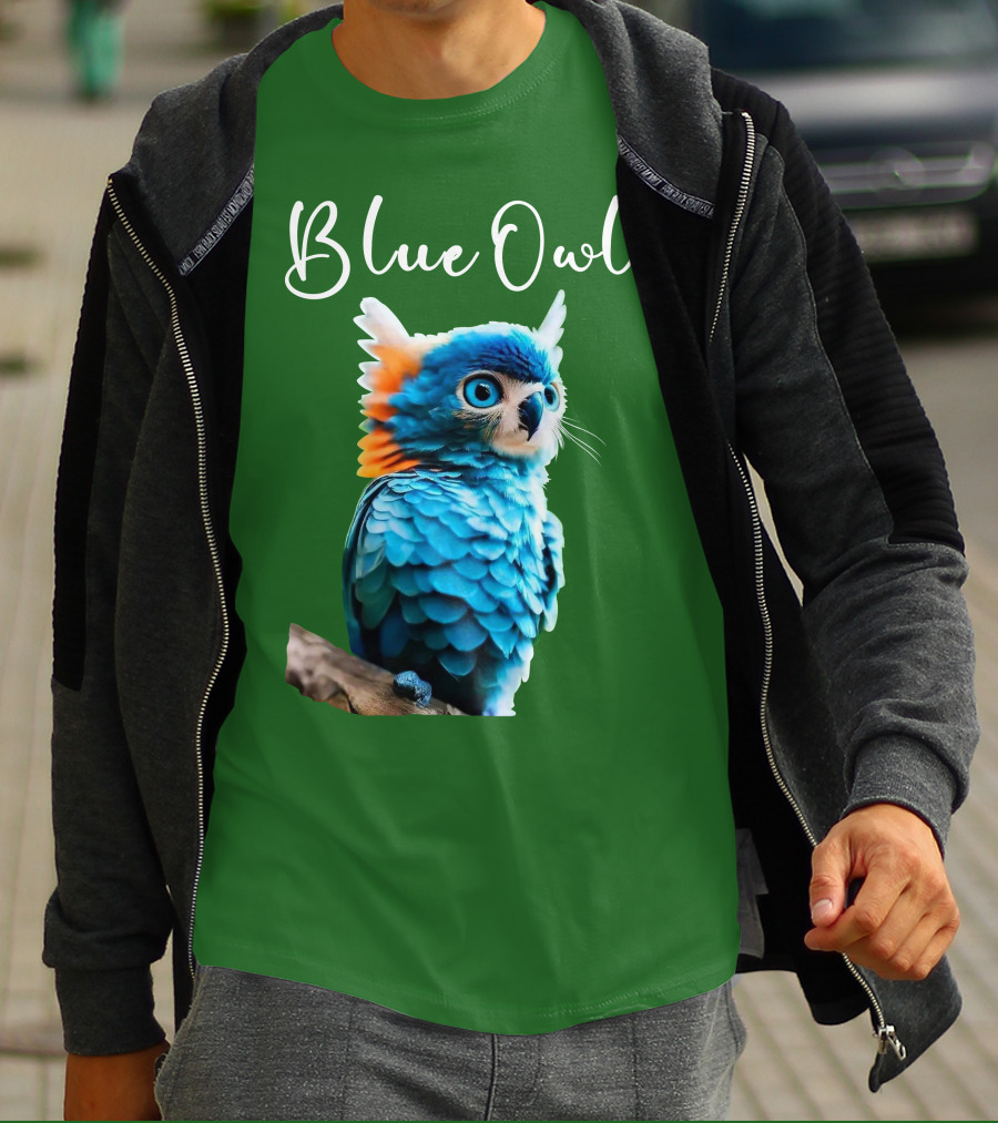 Beautiful Blue Owl Fantasy Creature T-Shirt