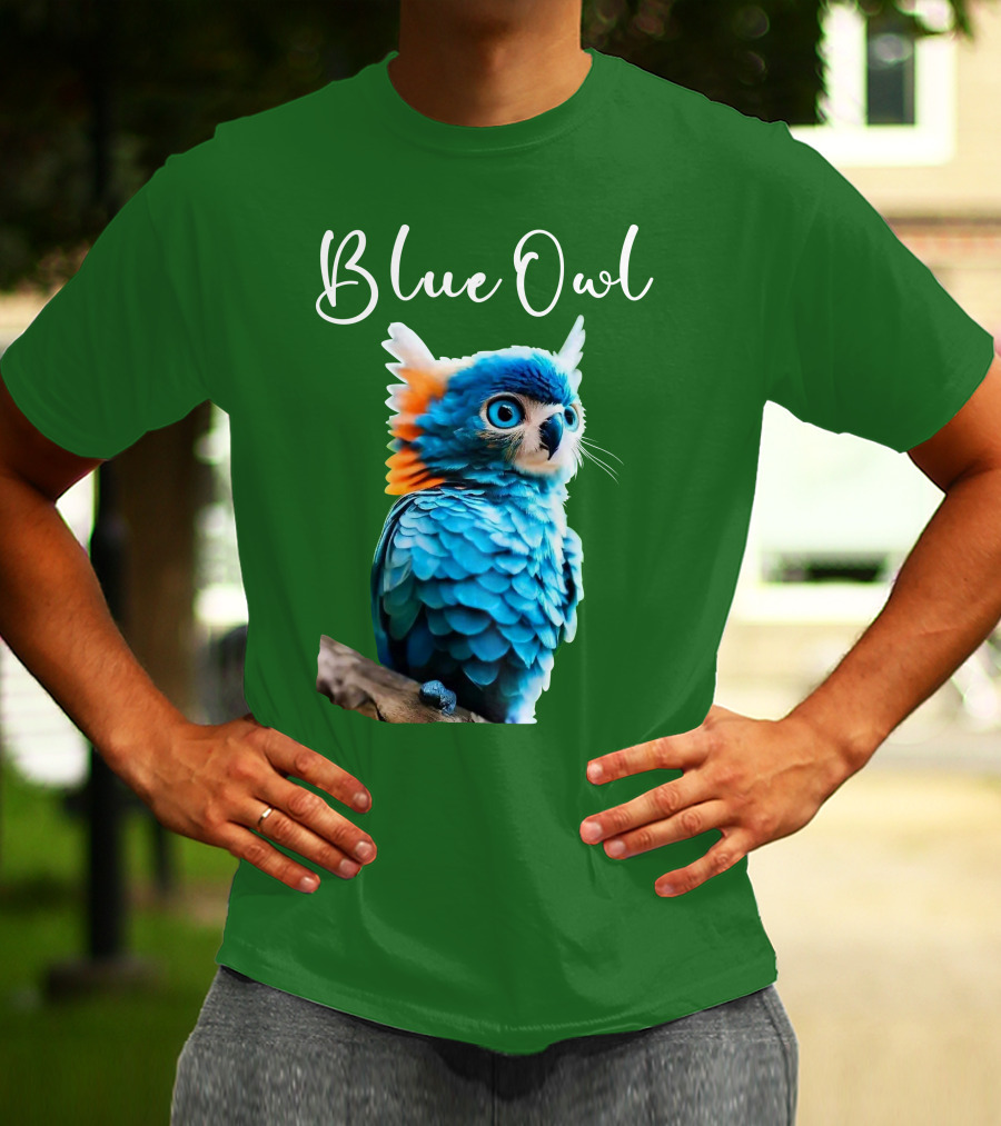 Beautiful Blue Owl Fantasy Creature T-Shirt