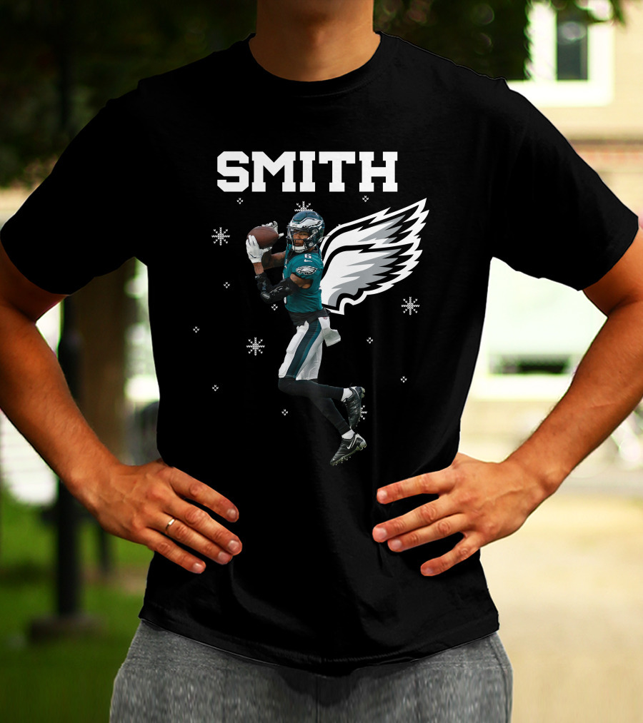 Smith DeVonta Eagles Wings Christmas PE T-Shirt