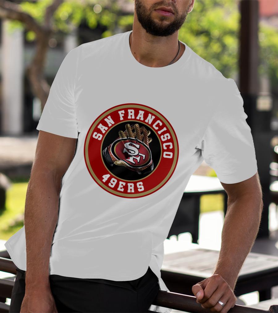San Francisco 49ers Football Glove Emblem T-Shirt