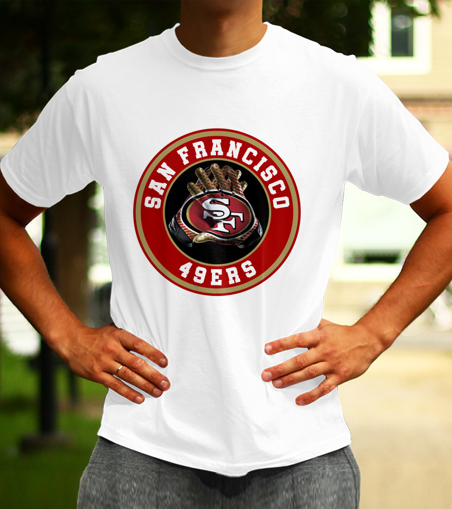 San Francisco 49ers Football Glove Emblem T-Shirt