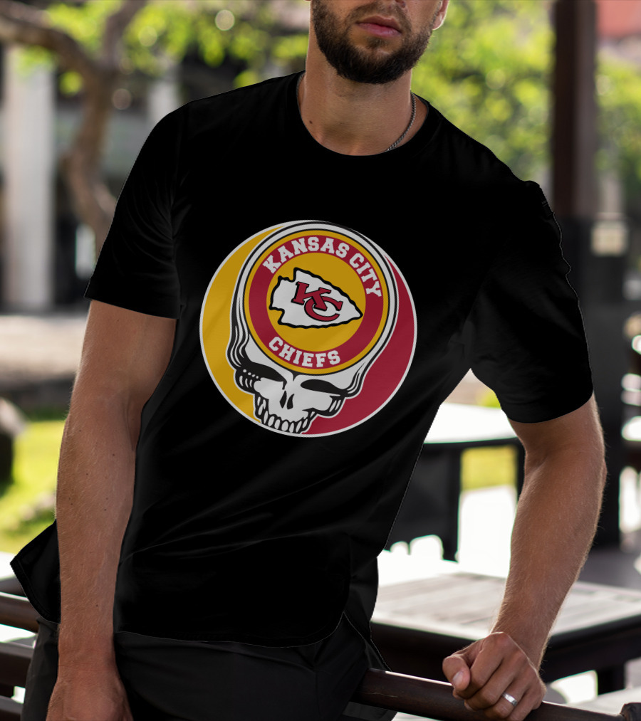 Kansas City Chiefs Grateful Dead Skull Logo Collaboration T-Shirt