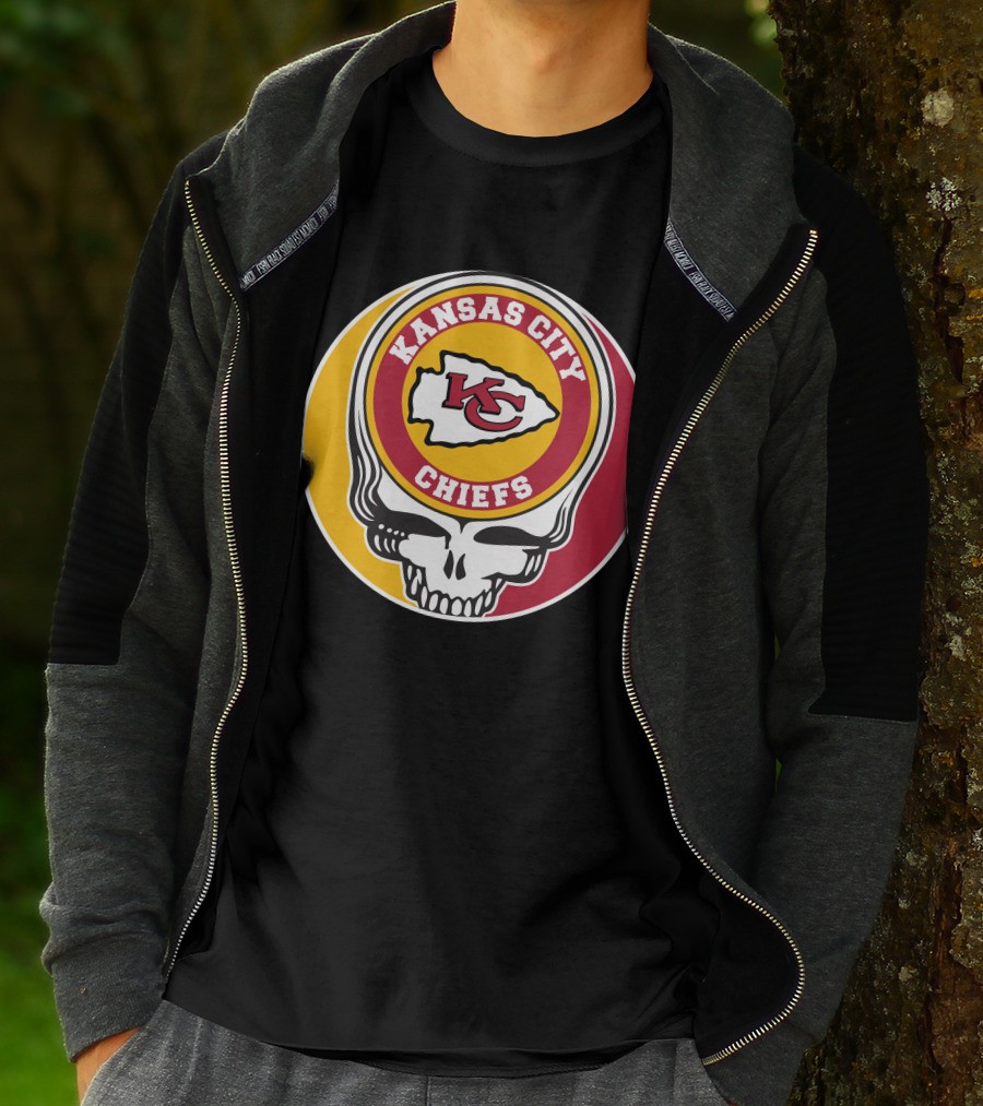 Kansas City Chiefs Grateful Dead Skull Logo Collaboration T-Shirt
