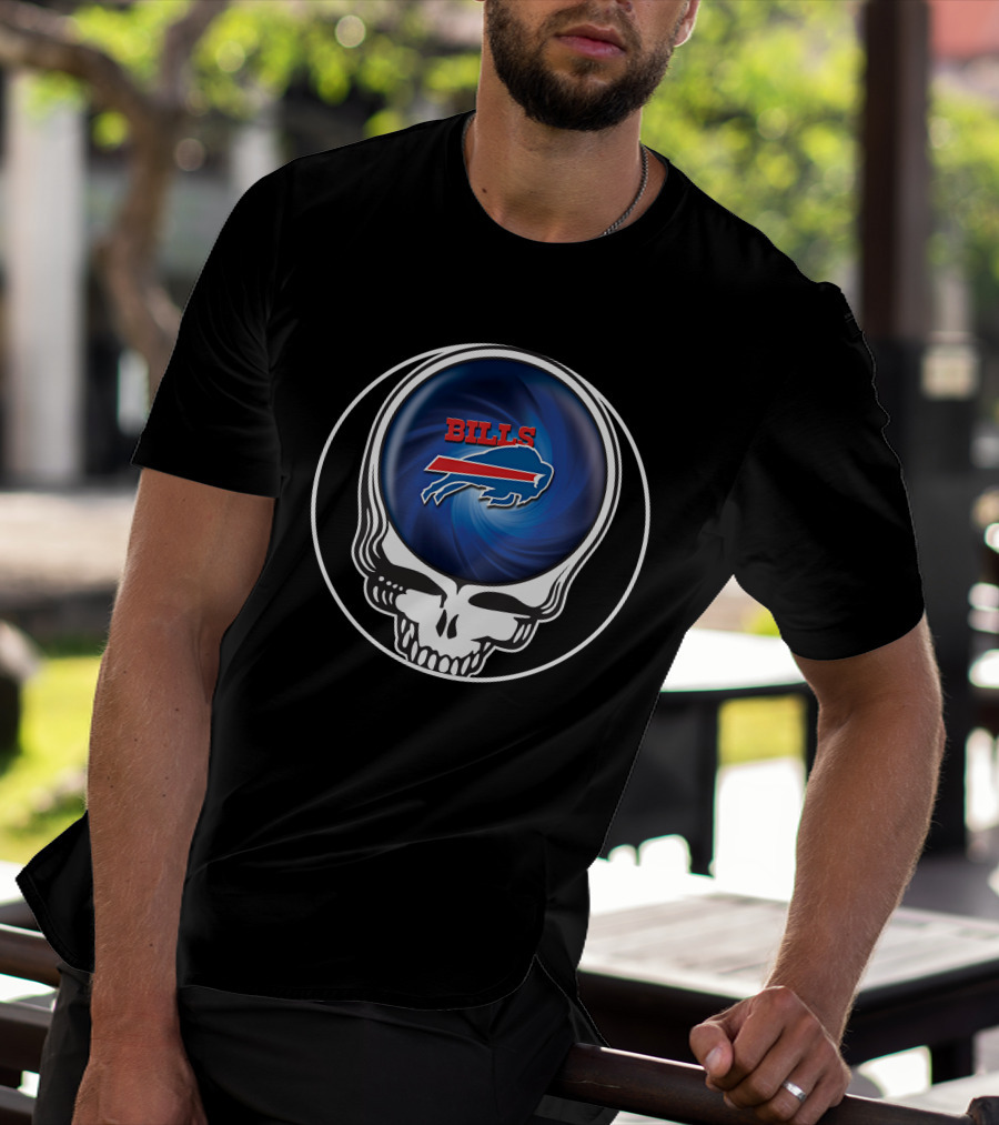 Buffalo Bills Grateful Dead Skull Icon With Spiral T-Shirt