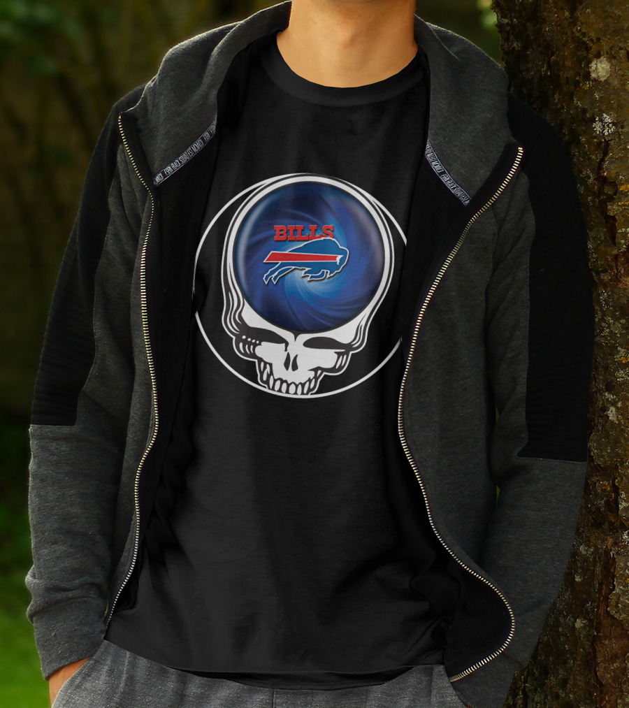 Buffalo Bills Grateful Dead Skull Icon With Spiral T-Shirt
