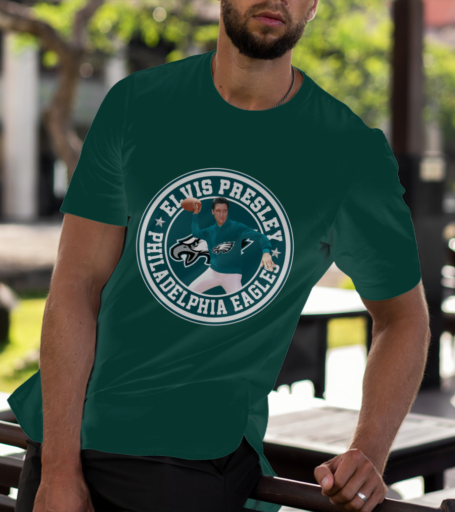 Elvis Presley Philadelphia Eagles Football Quarterback T-Shirt