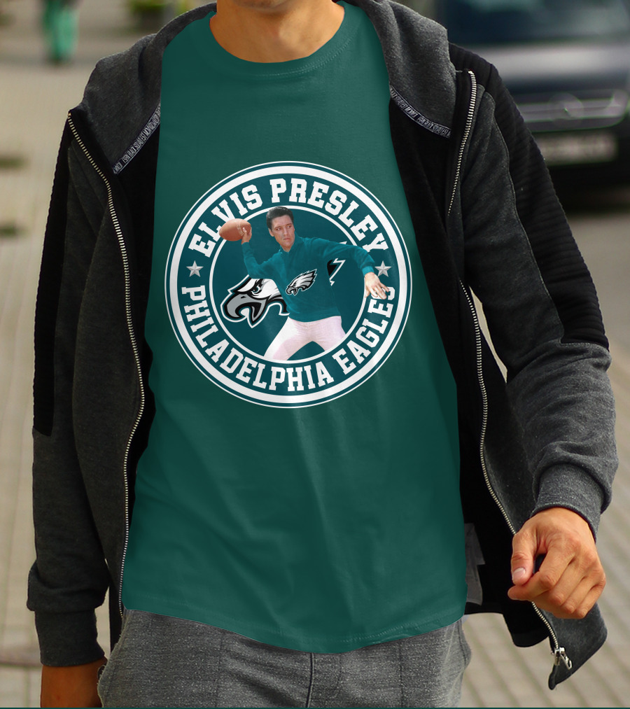 Elvis Presley Philadelphia Eagles Football Quarterback T-Shirt