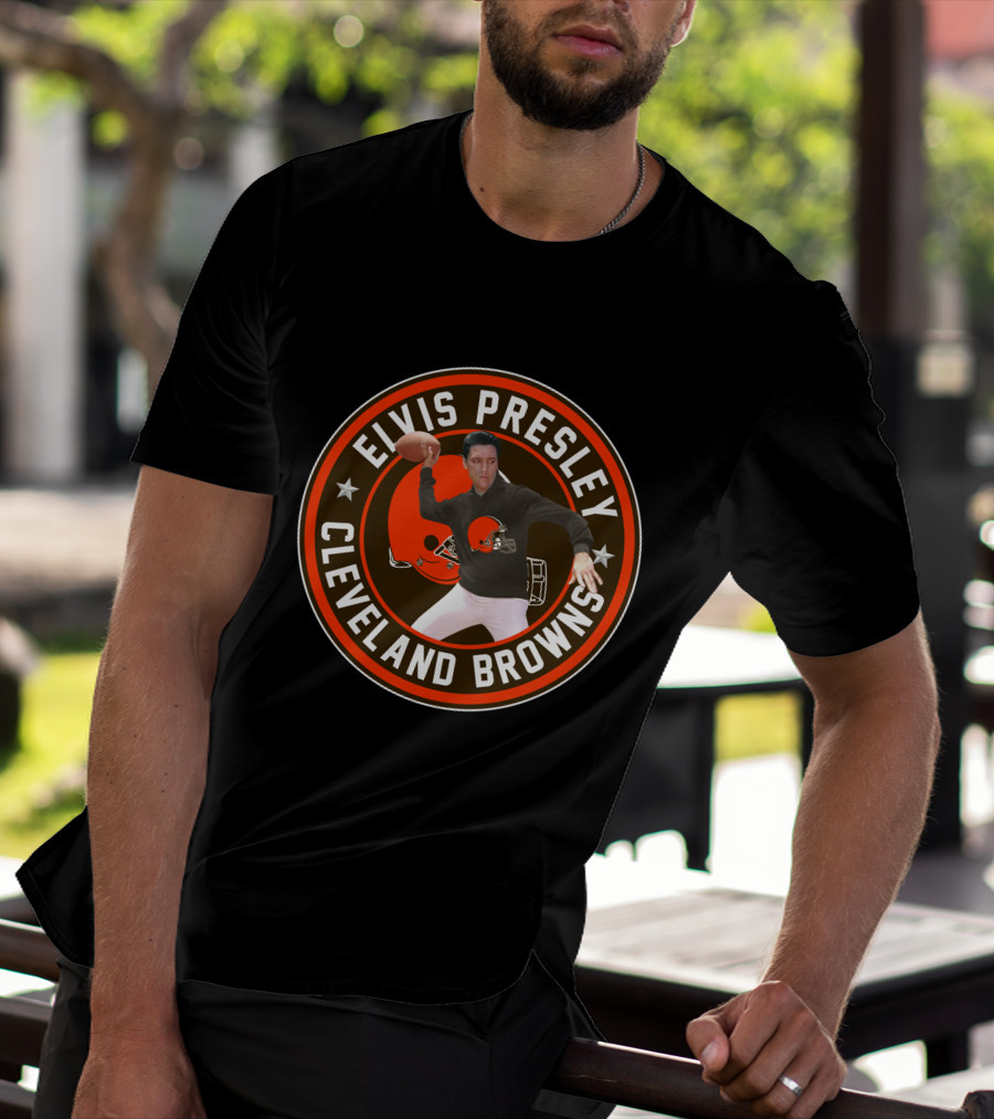 Elvis Presley Cleveland Browns Football Quarterback T-Shirt