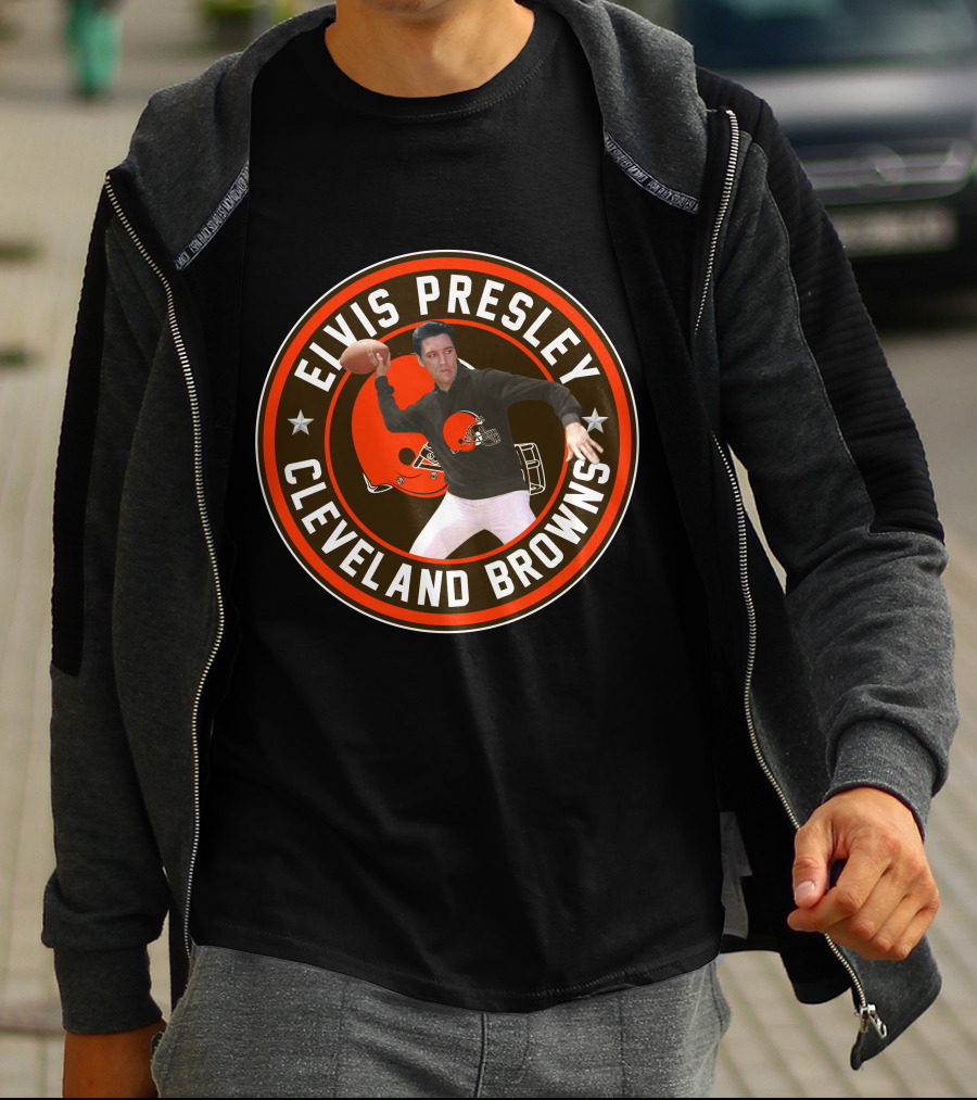 Elvis Presley Cleveland Browns Football Quarterback T-Shirt
