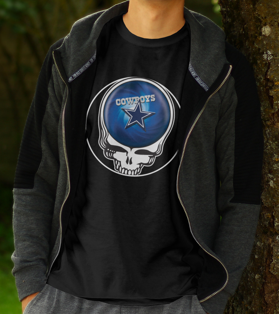 Cowboys Star Skull Blue Background T-Shirt