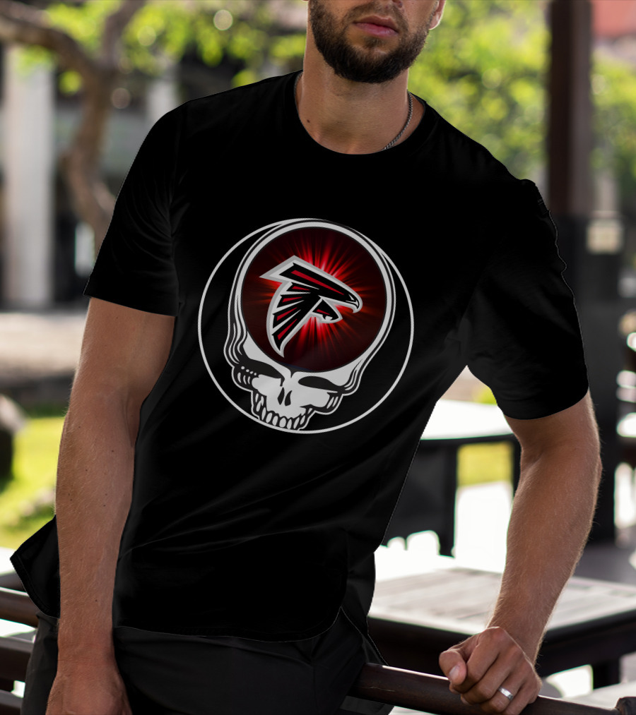 Atlanta Falcons Logo Red Aura Skull T-Shirt