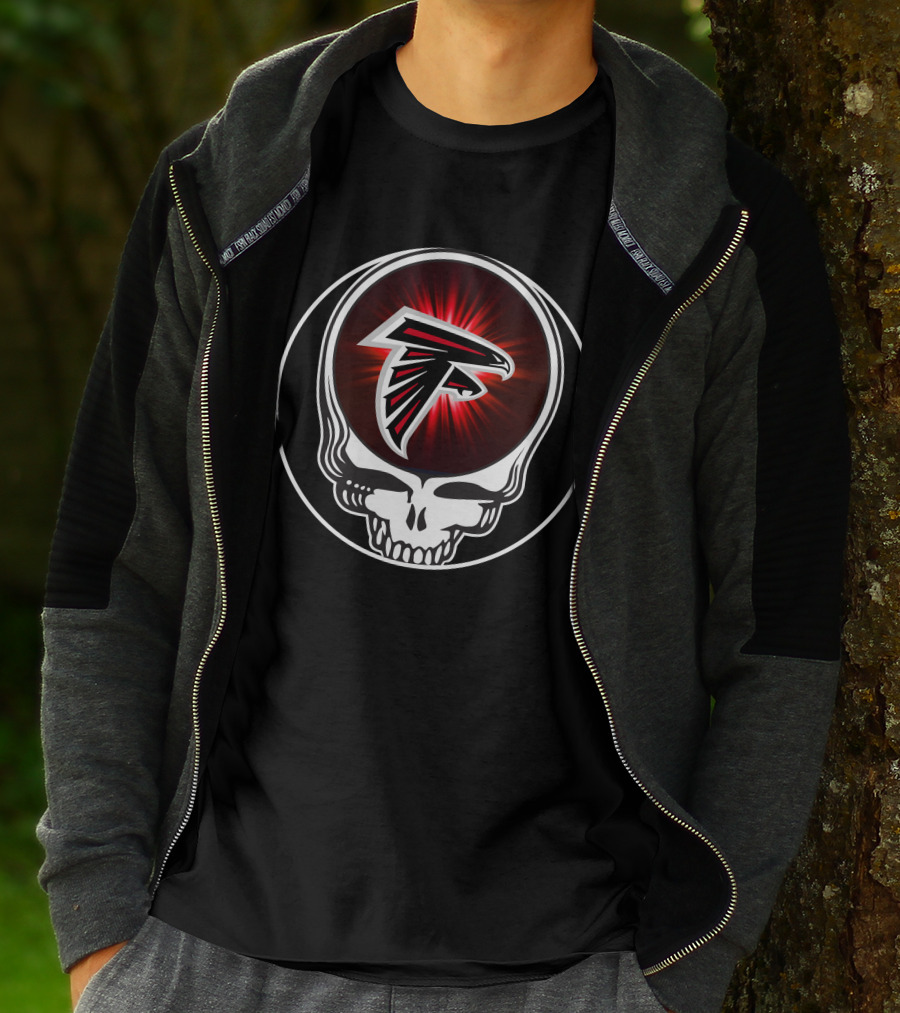Atlanta Falcons Logo Red Aura Skull T-Shirt