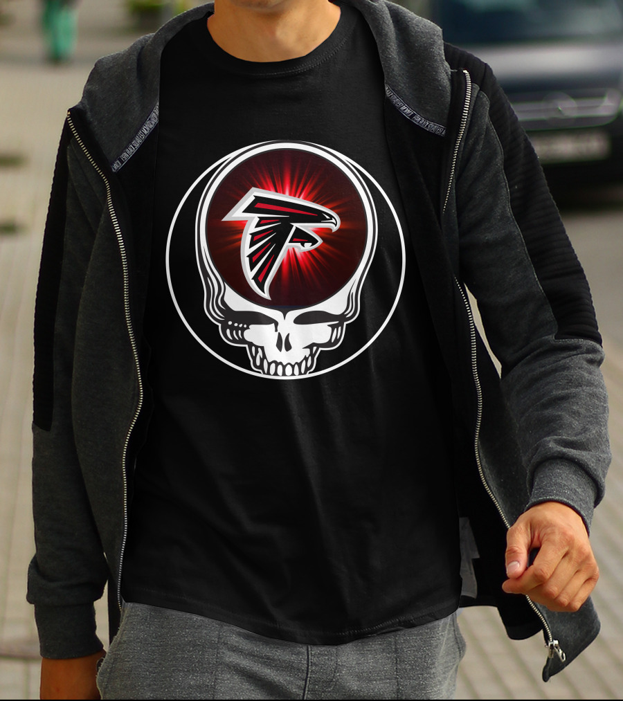 Atlanta Falcons Logo Red Aura Skull T-Shirt