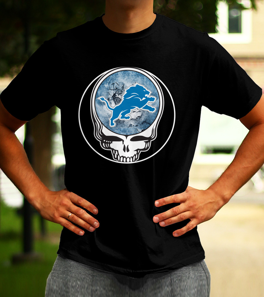 Detroit Lions Skull Logo Fusion T-Shirt