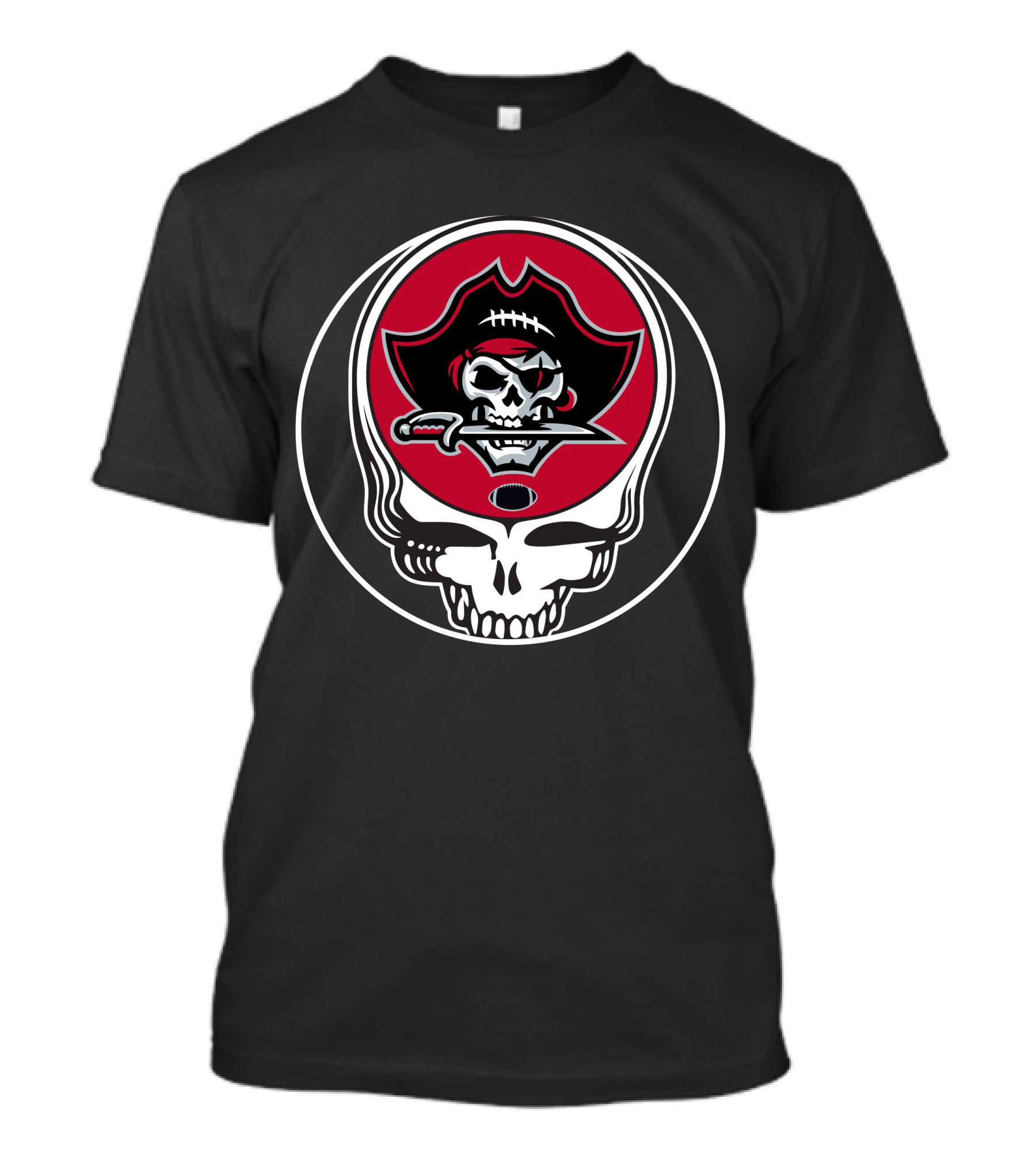 Tampa Bay Buccaneers Skull Logo With Football And Sword T-Shirt