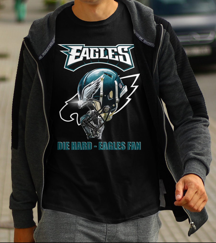 Die Hard Eagles Fan Football Helmet Eagles T-Shirt