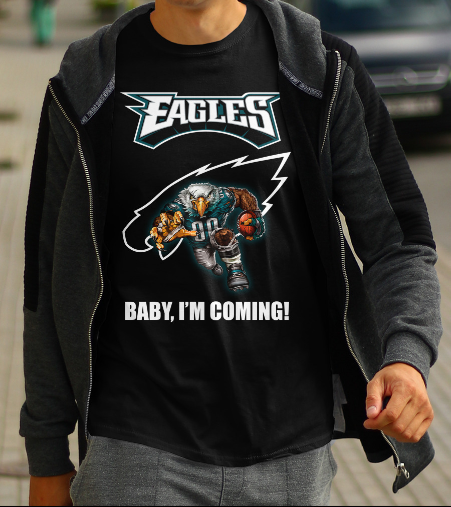 Eagles Football Eagle Mascot Charging Forward With Ball T-Shirt