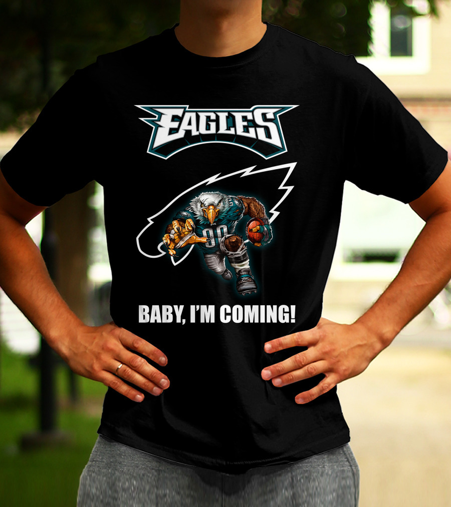 Eagles Football Eagle Mascot Charging Forward With Ball T-Shirt