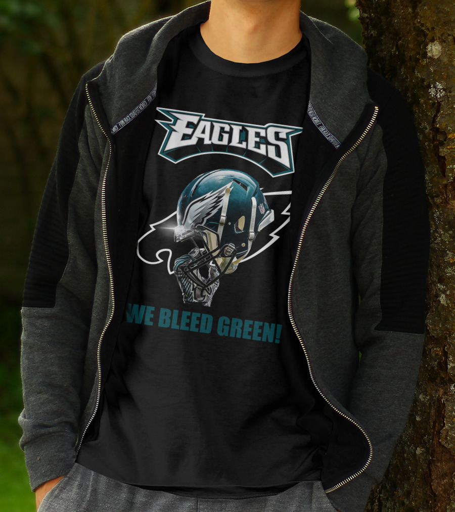 Eagles We Bleed Green Helmet T-Shirt