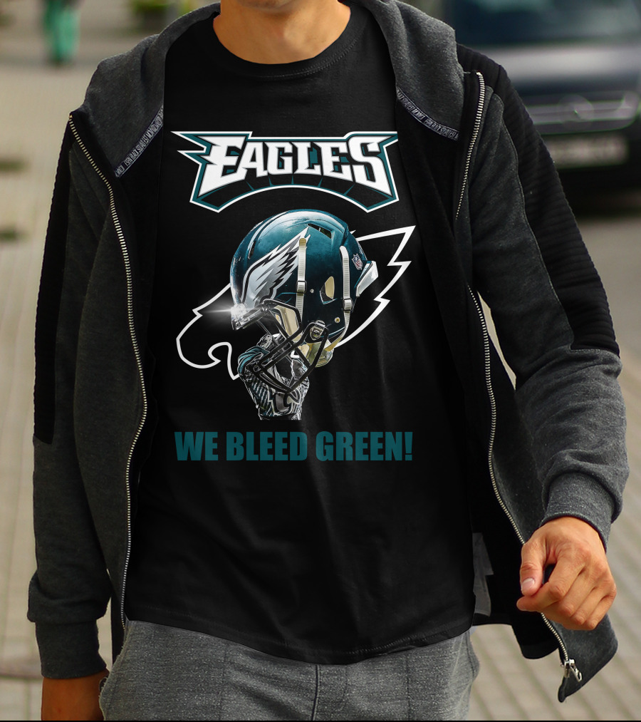 Eagles We Bleed Green Helmet T-Shirt