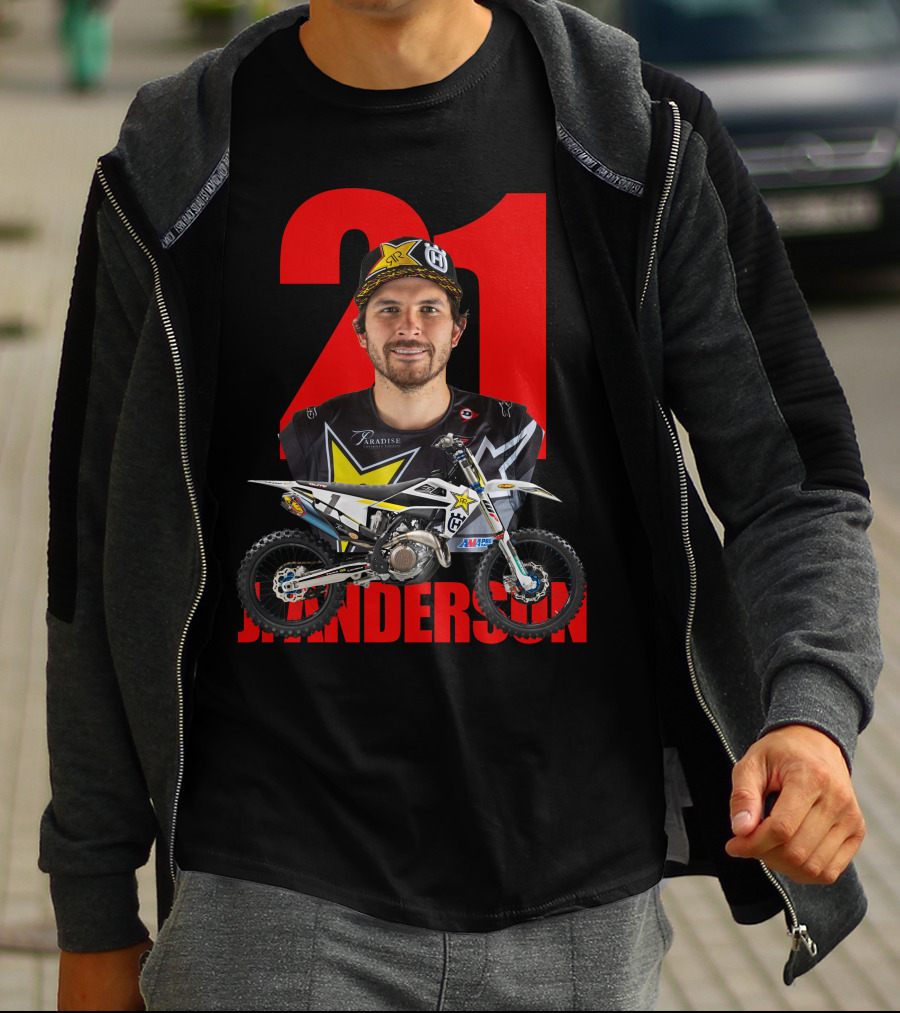Jason Anderson 21 Motocross Star With Bike And Number T-Shirt