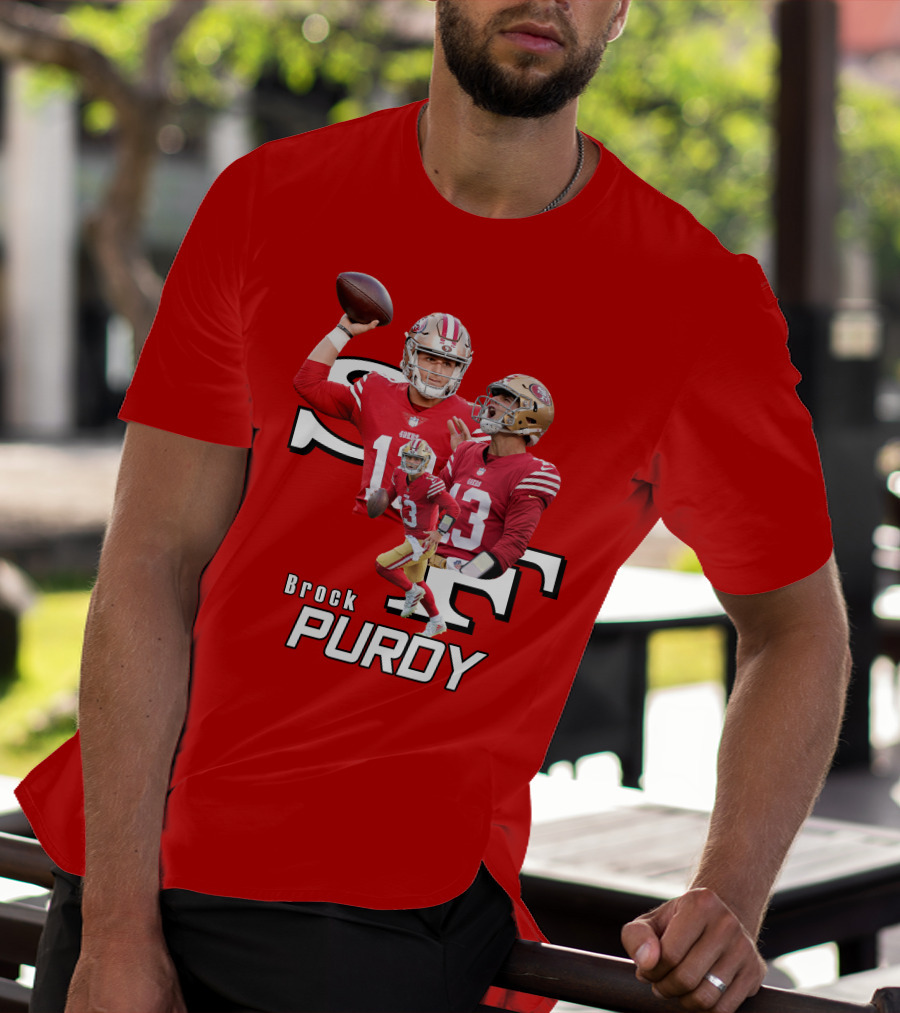 Brock Purdy NFL Quarterback Action Collage T-Shirt