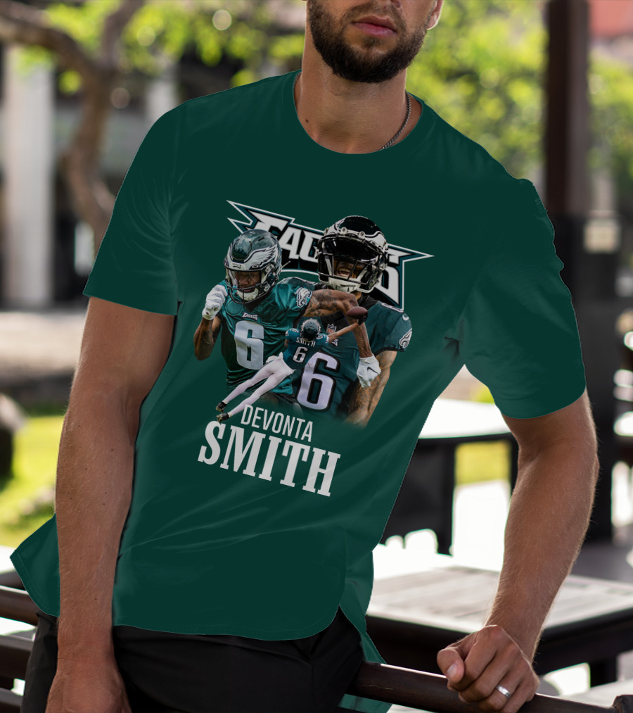 Eagles Smith 6 Football Action Collage T-Shirt