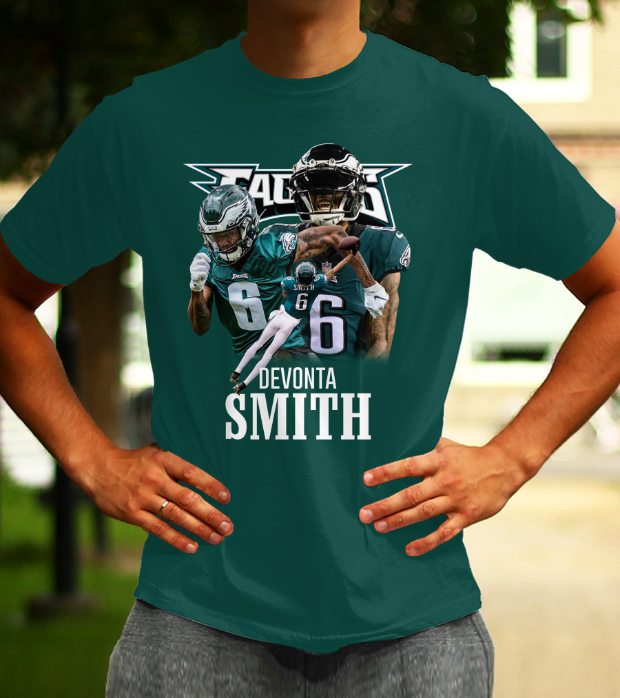 Eagles Smith 6 Football Action Collage T-Shirt