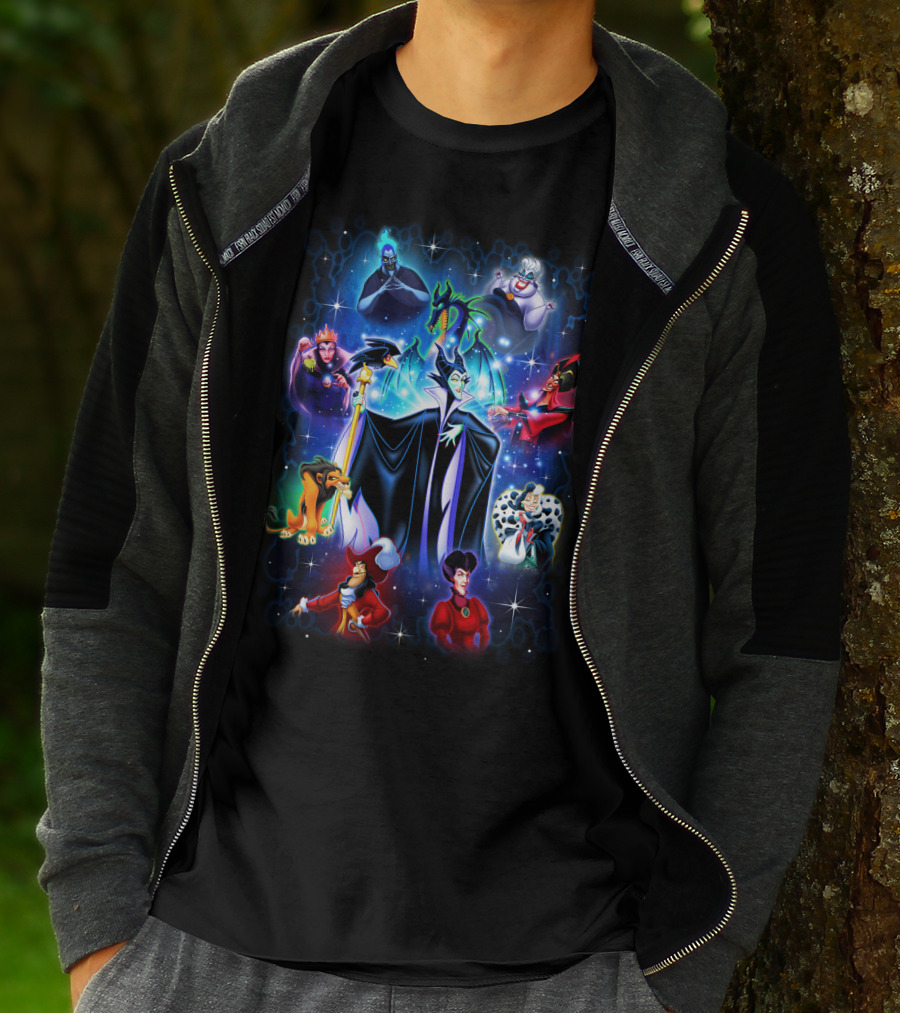 Disney Villains Maleficent Hades Ursula Scar Jafar Evil Queen Captain Hook Queen Of Hearts Cruella De Vil T-Shirt