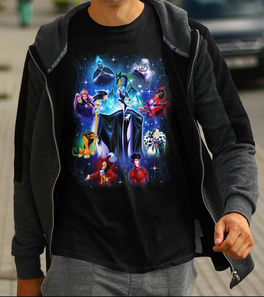 Disney Villains Maleficent Hades Ursula Scar Jafar Evil Queen Captain Hook Queen Of Hearts Cruella De Vil T-Shirt