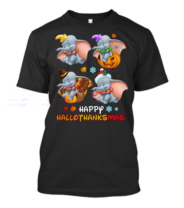 Happy HALLOTHANKSMAS Dumbo Halloween Thanksgiving Christmas T-Shirt