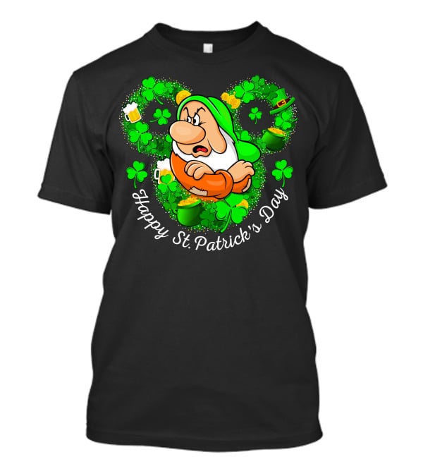 Grumpy Happy St. Patrick's Day Green Shamrocks And Beer T-Shirt