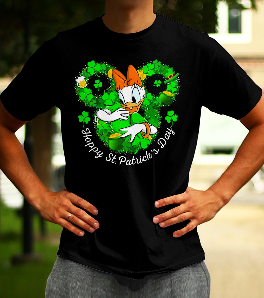 Daisy Duck Happy St. Patrick's Day Shamrocks And Pot Of Gold T-Shirt
