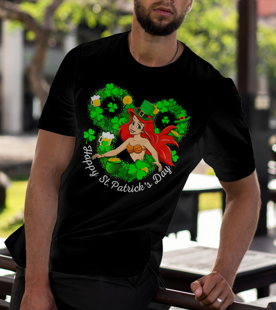 Ariel Happy St. Patrick's Day Shamrocks And Hat T-Shirt