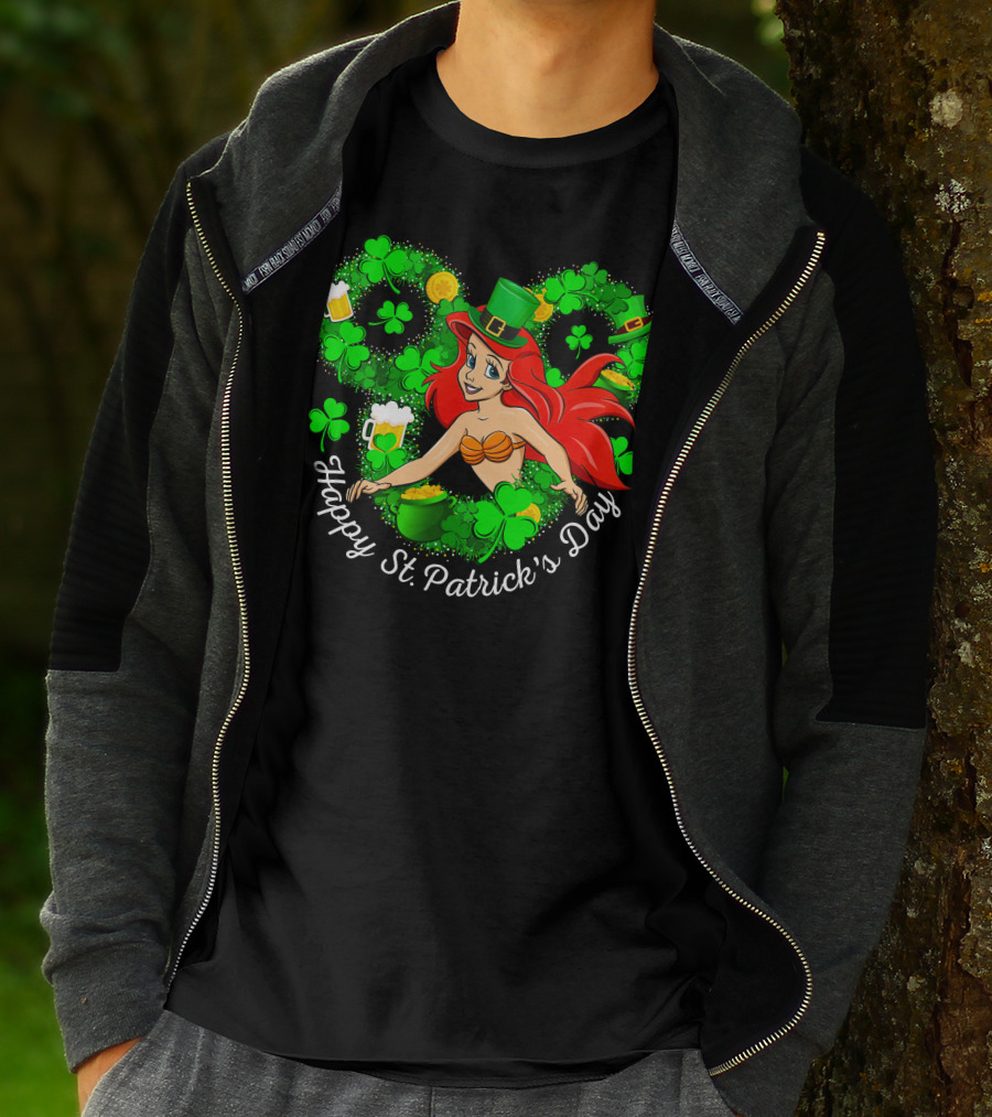 Ariel Happy St. Patrick's Day Shamrocks And Hat T-Shirt