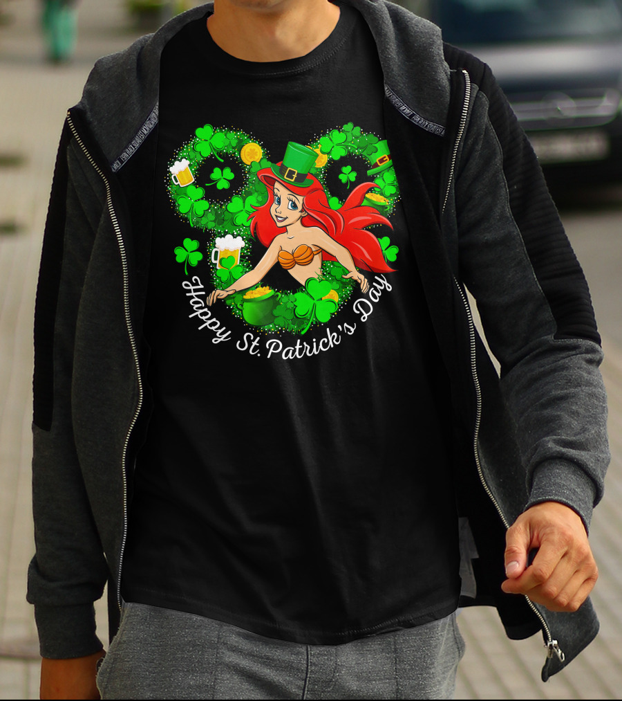 Ariel Happy St. Patrick's Day Shamrocks And Hat T-Shirt